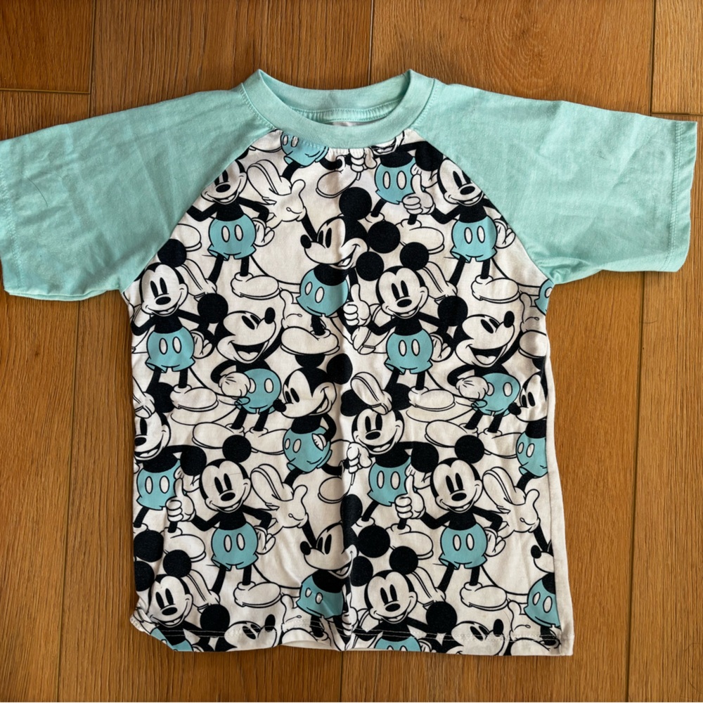 Disney Mickey Mouse Teal and Black Short Sleeve Tee